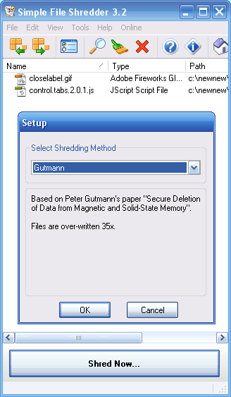 Simple File Shredder - program window