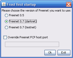 Frost - Selecting the proper version of Freenet