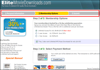 www.EliteMovieDownloads.com 'membership' window - click to Enlarge