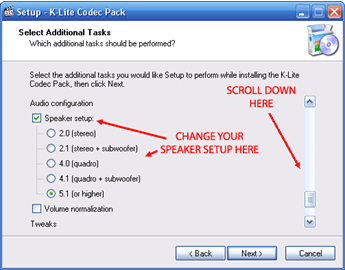 K-Lite Speaker settings