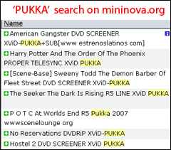 The 'PUKKA' search at mininova.org