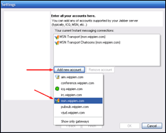 Adding IM accounts through Wippien
