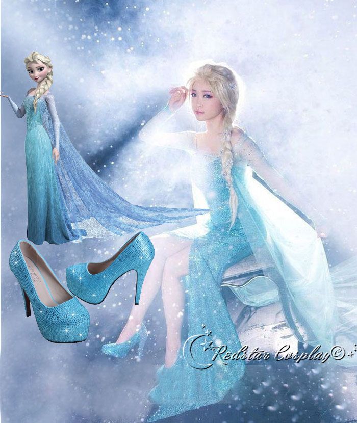 shoes Costume for Frozen Elsa queen Snow Cosplay Queen  elsa Film Disney