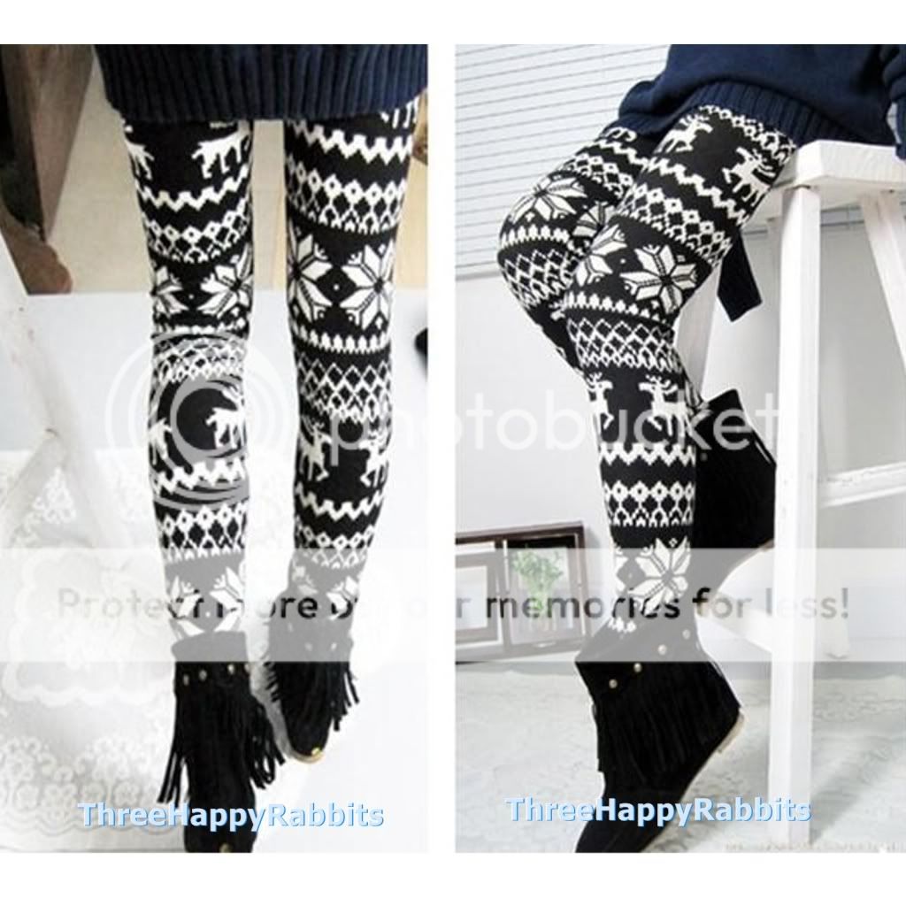 L006 Retro Fashion Women's Soft Knitted Warm Multi Colored Vintage Tight Legging