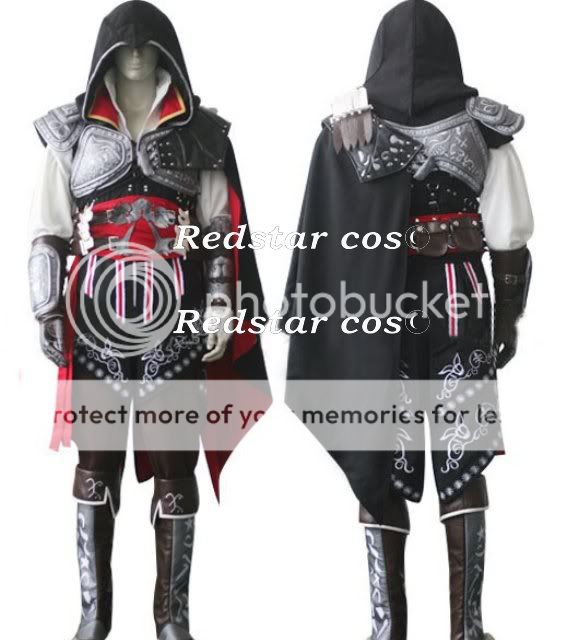 Assassins Creed II 2 Ezio Cosplay Costume Black Outfit  