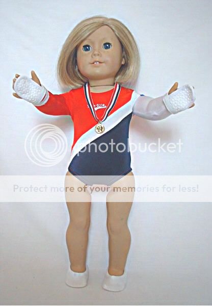 Doll Clothes Fits 18" American Girl 18" Gymnastics 5 Piece Set Red White Blue