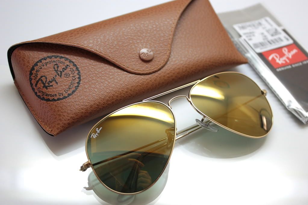 Rayban RB 3025 W3276 Gold mirror Aviator Sunglasses 805289005599 